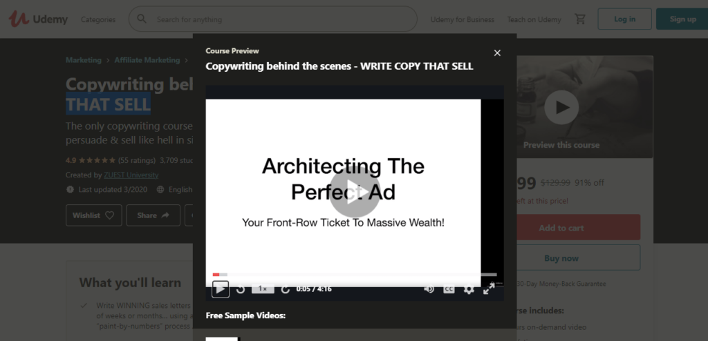 The Copywriting behind the scenes (write copy that sells) course by ZUEST University
