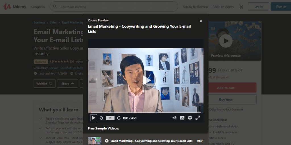 The Email Marketing - Copywriting and Growing Your E-mail Lists course by Jun Wu