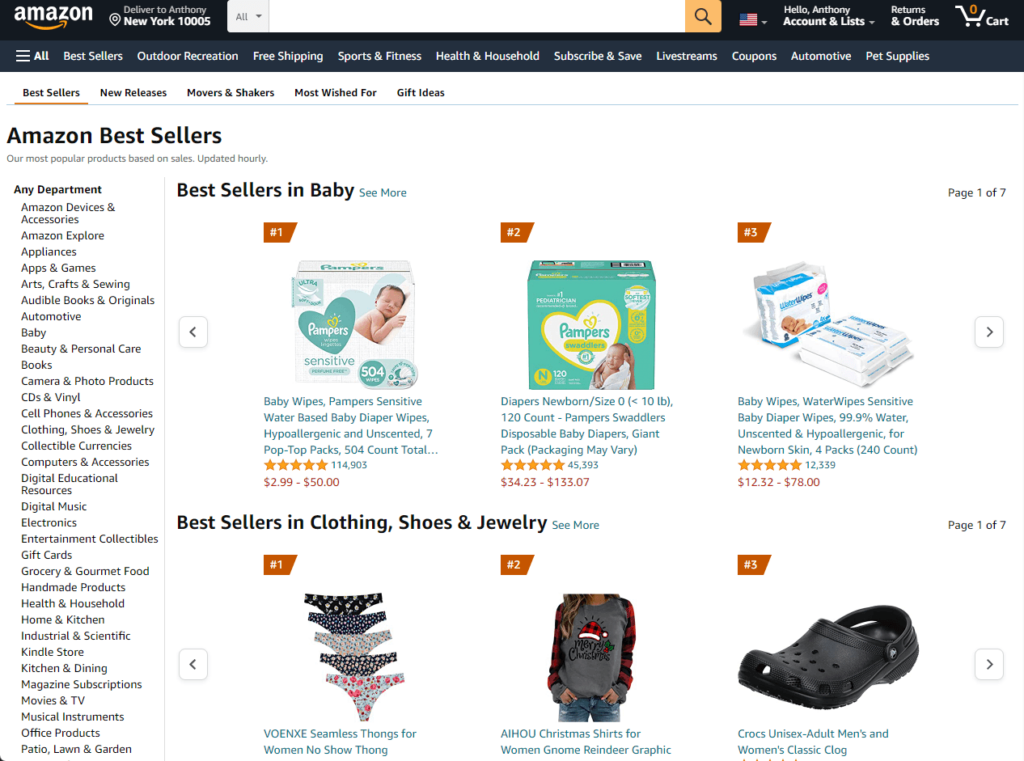Most popular Amazon products based on sales